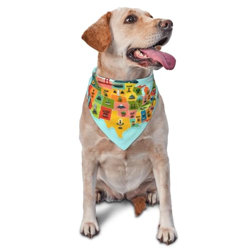 Hundehalstuch, Dreieckstuch, Haustierlätzchen für den täglichen Gebrauch und als Geburtstagsgeschenk für Katzen und Hunde – USA-Touristenkarte von Anceky