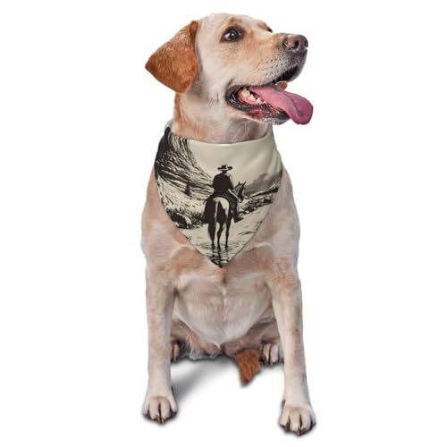 Hundehalstuch, Dreieckstuch, Haustierlätzchen für den täglichen Gebrauch und als Geburtstagsgeschenk für Katzen und Hunde – Western Desert Cowboy von Anceky