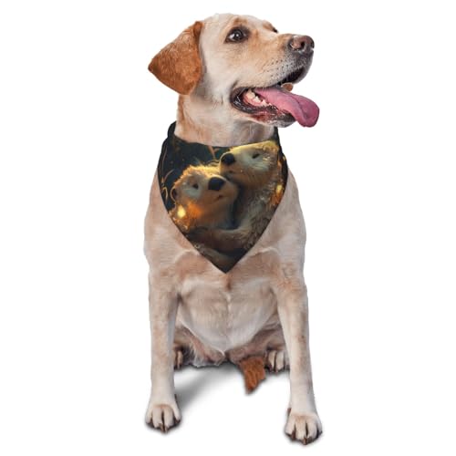 Hundehalstuch, Dreieckstuch, Haustierlätzchen für den täglichen Gebrauch und als Geburtstagsgeschenk für Katzen und Hunde – entzückendes Otterpaar zum Umarmen von Anceky