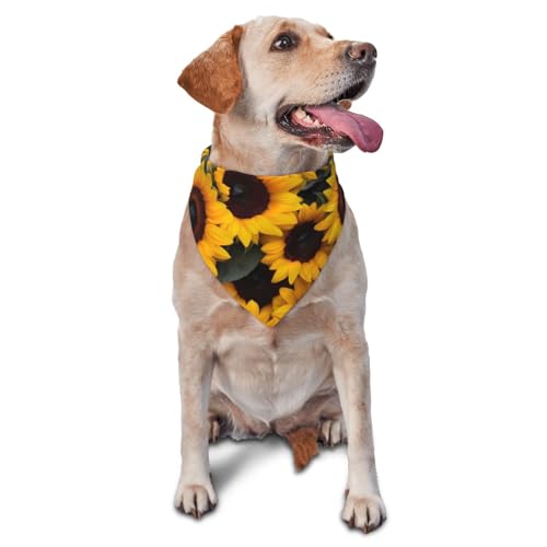 Hundehalstuch, Dreieckstuch, Haustierlätzchen für den täglichen Gebrauch und als Geburtstagsgeschenk für Katzen und Hunde – leuchtende Sonnenblumenblüten von Anceky