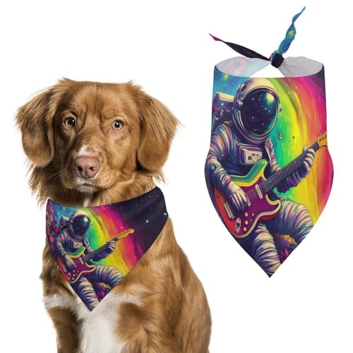 Hundehalstuch mit Astronauten, die im Weltraum Gitarre Spielen, verstellbares Haustier-Lätzchen, dreieckiges Halstuch für kleine und mittelgroße Hunde und Katzen von Anceky