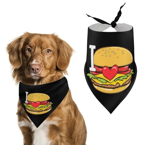 Hundehalstuch mit Aufschrift „I Love Burger Hamburger, verstellbar, dreieckig, für kleine und mittelgroße Hunde und Katzen Hundehalstuch mit Aufschrift „I Love Burger Hamburger, verstellbar, dreieckig, für kleine und mittelgroße Hunde und Katzen von Anceky