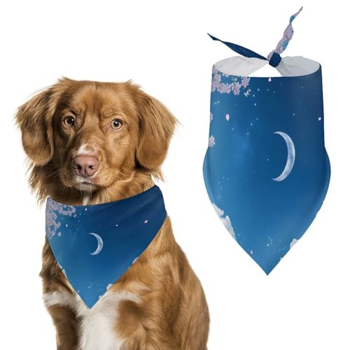 Hundehalstuch mit Sternen, Mond, Himmel und Galaxie, verstellbar, dreieckig, für kleine und mittelgroße Hunde und Katzen von Anceky