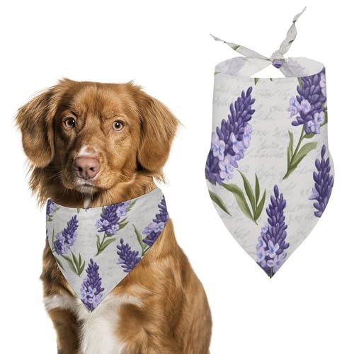 Hundehalstuch mit Vintage-Lavendel-Blumenmuster, verstellbar, dreieckig, für kleine und mittelgroße Hunde und Katzen von Anceky