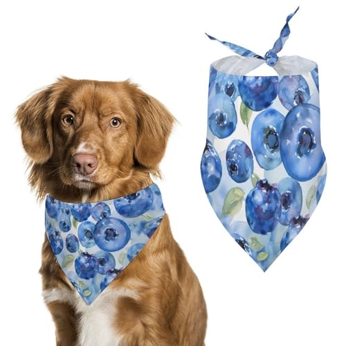 Hundehalstücher mit Blaubeer-Aquarell-Aufdruck, originelles Haustier-Dreieckstuch, Welpen-Taschentuch für kleine, mittelgroße und große Hunde, Katzen, Kaninchen von Anceky