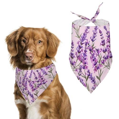 Hundehalstücher mit Lavendelblüten-Aufdruck, originelles Haustier-Dreieckstuch, Welpen-Taschentuch für kleine, mittelgroße und große Hunde, Katzen, Kaninchen von Anceky