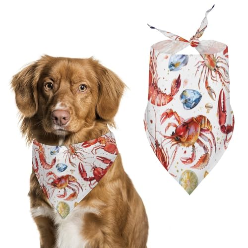 Hundehalstücher mit Meeresfrüchte-Aquarell-Aufdruck, originelles Haustier-Dreieckstuch, Welpen-Taschentuch für kleine, mittelgroße und große Hunde, Katzen, Kaninchen von Anceky