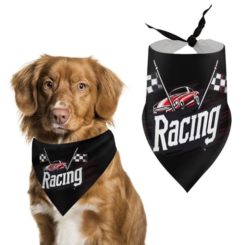 Hundehalstücher mit Rennwagen und Karierter Flagge, Bedruckt, originelles Haustier-Dreieckstuch, Welpen-Taschentuch für kleine, mittelgroße und große Hunde, Katzen, Kaninchen Hundehalstücher mit Rennwagen und Karierter Flagge, Bedruckt, originelles Haustier-Dreieckstuch, Welpen-Taschentuch für kleine, mittelgroße und große Hunde, Katzen, Kaninchen von Anceky