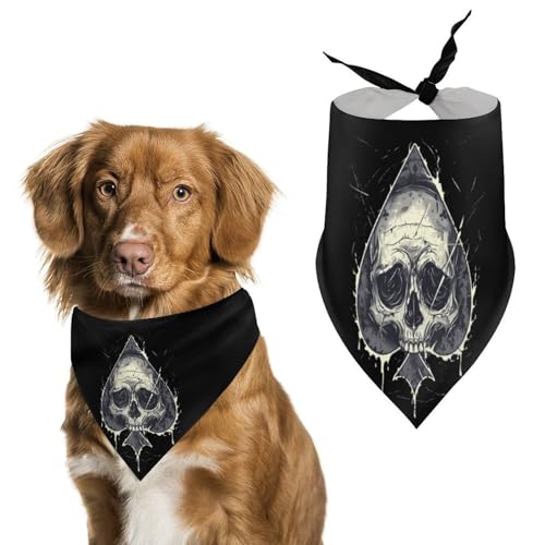 Hundehalstücher mit Totenkopf- und Poker-Aufdruck, originelles Haustier-Dreieckstuch, Welpen-Taschentuch für kleine, mittelgroße und große Hunde, Katzen, Kaninchen von Anceky