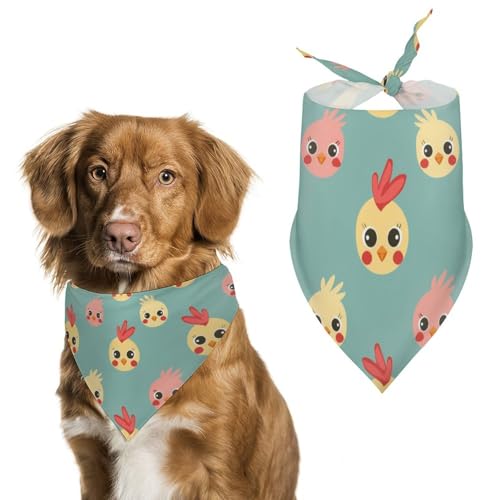 Hundehalstücher mit niedlichem Hühnerkopf-Aufdruck, originelles Haustier-Dreieckstuch, Welpen-Taschentuch für kleine, mittelgroße und große Hunde, Katzen, Kaninchen von Anceky