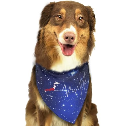 Japanische Flagge, Länderkarte, Umriss, Herzschlag, Japan, weiches Hunde-Bandana, Schal, Dreieckstuch, Haustier-Zubehör für Hunde und Katzen74 von Anceky