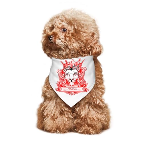 Löwe mit Flagge Albaniens, Welpen-Halstuch, Hunde- und Katzenhalstücher, Sommer-Hundeschal für kleine, mittelgroße und große Hunde, atmungsaktiv, weich, bequem, Haustierbekleidung, Zubehör, 30 x 70 cm von Anceky