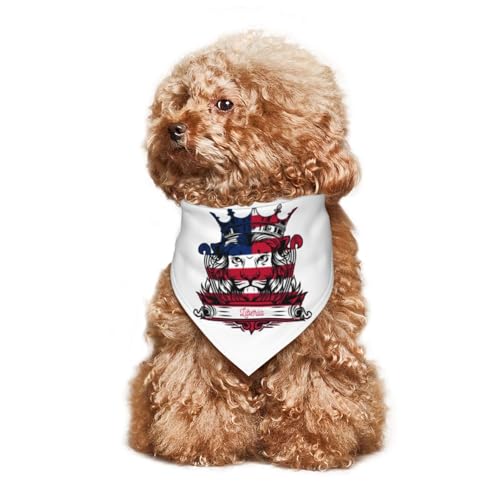 Löwe mit Flagge von Liberia, Welpen-Halstuch, Hunde- und Katzenhalstücher, Sommer-Hundeschal für kleine, mittelgroße und große Hunde, atmungsaktiv, weich, bequem, Haustierbekleidung, Zubehör, 30 x 70 von Anceky