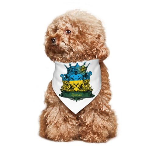 Löwe mit Flagge von Ruanda, Welpen-Halstuch, Hunde- und Katzenhalstücher, Sommer-Hundeschal für kleine, mittelgroße und große Hunde, atmungsaktiv, weich, bequem, Haustierbekleidung, Zubehör, 30 x 70 c von Anceky