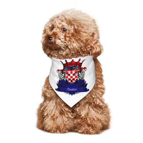 Löwe mit kroatischer Flagge, Welpen-Halstuch, Hunde- und Katzenhalstücher, Sommer-Hundeschal für kleine, mittelgroße und große Hunde, atmungsaktiv, weich, bequem, Haustierbekleidung, Zubehör, 30 x 70 von Anceky