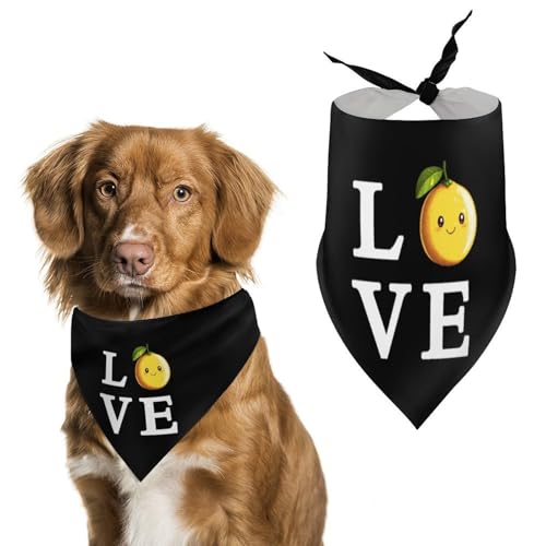 Love Happy Lemon Hundehalstuch, verstellbar, dreieckig, für kleine und mittelgroße Hunde und Katzen von Anceky
