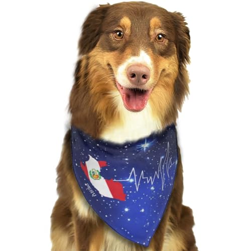 Peruanische Flagge, Länderkarte, Umriss, Herzschlag, Peru, weiches Hunde-Bandana, Schal, Dreieckstuch, Haustier-Zubehör für Hunde und Katzen32 Peruanische Flagge, Länderkarte, Umriss, Herzschlag, Peru, weiches Hunde-Bandana, Schal, Dreieckstuch, Haustier-Zubehör für Hunde und Katzen32 von Anceky