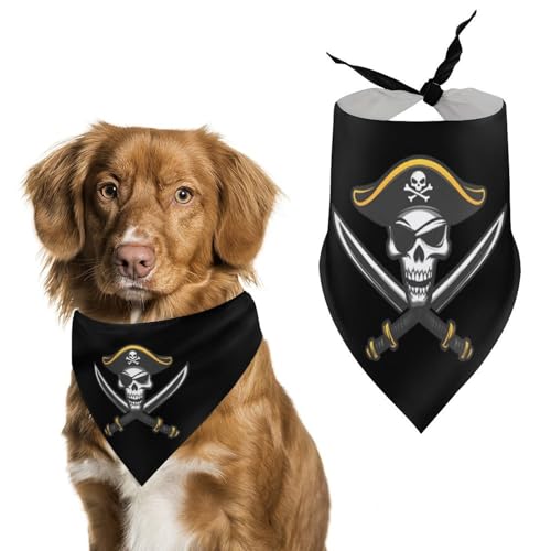 Piratejolly Roger Swords Flag Hundehalstuch, verstellbar, dreieckig, für kleine und mittelgroße Hunde und Katzen von Anceky