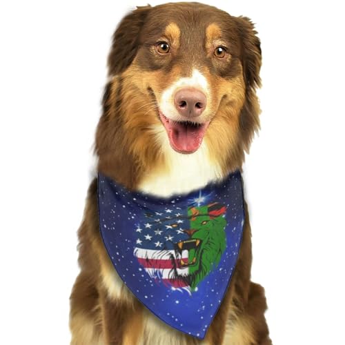 Sambia USA Flagge Sambia Löwengesicht Weiches Hundehalstuch Schal Dreieckstuch Haustierzubehör für Hunde & Katzen94 von Anceky