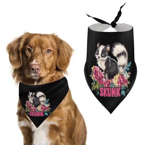 Skunk Skunks Roses Hundehalstuch, verstellbar, dreieckig, für kleine und mittelgroße Hunde und Katzen von Anceky
