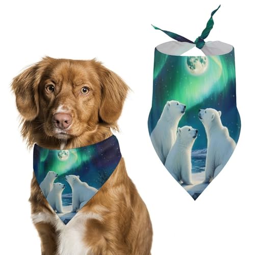 Vollmond-Hundehalstuch mit weißen Bären, Säugetieren, Bären, verstellbar, dreieckig, für kleine und mittelgroße Hunde und Katzen von Anceky