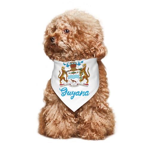 Wappen von Guyana, Welpen-Halstuch, Hunde- und Katzenhalstücher, Sommer-Hundeschal für kleine, mittelgroße und große Hunde, atmungsaktiv, weich, bequem, Haustierbekleidung, Zubehör, 30 x 70 cm von Anceky