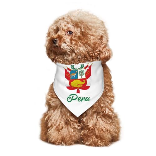 Wappen von Peru, Welpen-Halstuch, Hunde- und Katzenhalstücher, Sommer-Hundeschal für kleine, mittelgroße und große Hunde, atmungsaktiv, weich, bequem, Haustierbekleidung, Zubehör, 30 x 70 cm von Anceky