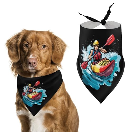 Wasserkajakfahren Kajakfahrer Kajak Hundehalstuch Verstellbare Haustierlätzchen Dreieckshalstuch für kleine mittelgroße Hundekatzen von Anceky