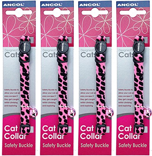 4 Stück Saver Pack – Ancol – Samt Leopard Print Katze Halsband – Pink 4 Stück Saver Pack – Ancol – Samt Leopard Print Katze Halsband – Pink von Ancol