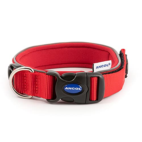 Ancol Extrem Ultra-gepolstertes, wetterfestes Halsband, Rot Halsband Größe 3 30-34 cm von Ancol