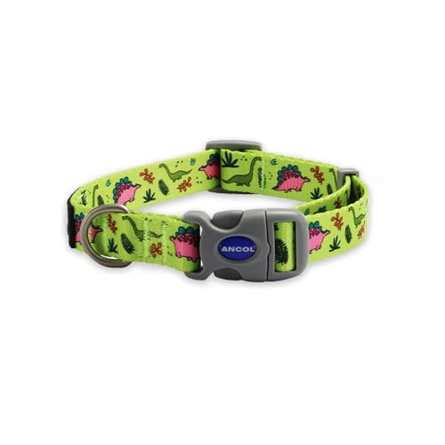 Ancol Dino Hundehalsband mit Muster, rund, leicht, Stabiler Griff, verstellbare Schnalle, langlebig, sichere Passform, weich, bequem, stilvoll, für Welpen, Größe M Ancol Dino Hundehalsband mit Muster, rund, leicht, Stabiler Griff, verstellbare Schnalle, langlebig, sichere Passform, weich, bequem, stilvoll, für Welpen, Größe M von Ancol