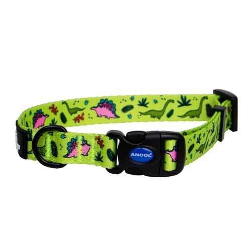 Ancol Dino Hundehalsband mit Muster, rund, leicht, Stabiler Griff, verstellbare Schnalle, langlebig, sichere Passform, weich, bequem, stilvoll, für Welpen, Größe S Ancol Dino Hundehalsband mit Muster, rund, leicht, Stabiler Griff, verstellbare Schnalle, langlebig, sichere Passform, weich, bequem, stilvoll, für Welpen, Größe S von Ancol