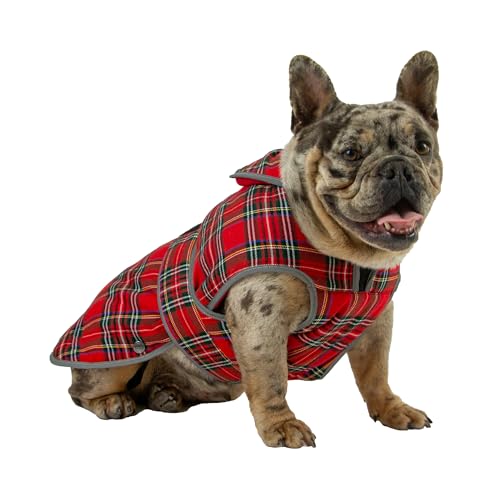 Ancol Heritage Hundemantel in rotem Schottenkaro, Fleece-gefütterte Haustierjacke mit Brustschutz und Reißverschluss-Lochung, reflektierende Kanten, Welpenbekleidung, Größe S/M Ancol Heritage Hundemantel in rotem Schottenkaro, Fleece-gefütterte Haustierjacke mit Brustschutz und Reißverschluss-Lochung, reflektierende Kanten, Welpenbekleidung, Größe S/M von Ancol