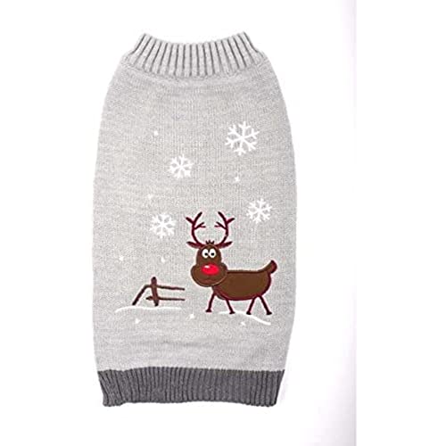Ancol Hunde-Pullover für den Winter mit Rentieren und Schneeflocken, grau von Ancol