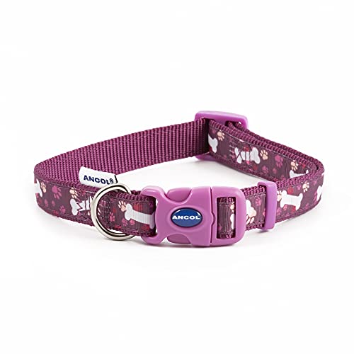Ancol Modisches Hundehalsband, violett, Knochen, verstellbares Nylonhalsband für Welpen und Haustiere, stilvolles Pfoten- und Knochen-Design mit Schnappverschluss, wetterfest, Bequeme Passform für Ancol Modisches Hundehalsband, violett, Knochen, verstellbares Nylonhalsband für Welpen und Haustiere, stilvolles Pfoten- und Knochen-Design mit Schnappverschluss, wetterfest, Bequeme Passform für von Ancol