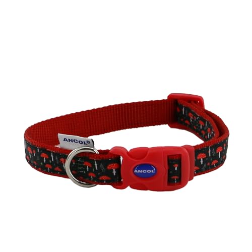 Ancol Hundehalsband mit Pilzmuster, strapazierfähig, Nylon, verstellbar, passend für Halsumfang von 45–70 cm, Größe 5–9 Ancol Hundehalsband mit Pilzmuster, strapazierfähig, Nylon, verstellbar, passend für Halsumfang von 45–70 cm, Größe 5–9 von Ancol