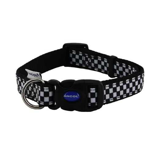 Ancol Hundehalsband mit Schachbrettmuster, verstellbar, für Halsumfang 20–30 cm, Größe 1–2, Schwarz/Weiß Ancol Hundehalsband mit Schachbrettmuster, verstellbar, für Halsumfang 20–30 cm, Größe 1–2, Schwarz/Weiß von Ancol