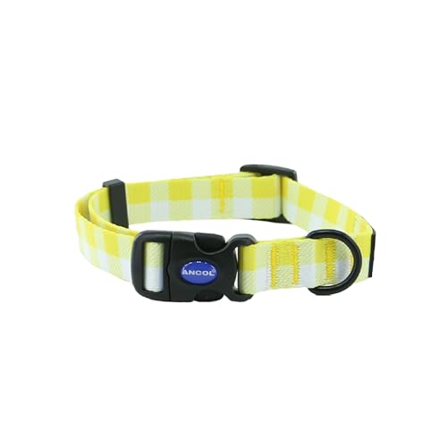 Ancol Hundehalsband mit gelbem Karomuster, leicht, stabil, verstellbare Schnalle, langlebig, sichere Passform, bequem, stilvoll, für Welpen, Größe M Ancol Hundehalsband mit gelbem Karomuster, leicht, stabil, verstellbare Schnalle, langlebig, sichere Passform, bequem, stilvoll, für Welpen, Größe M von Ancol