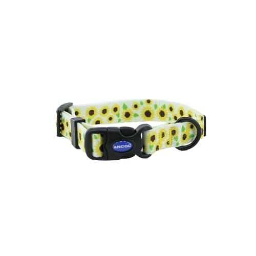 Ancol Rundes Hundehalsband mit Sonnenblumenmuster, leicht, stabil, verstellbare Schnalle, langlebig, sichere Passform, weich, bequem, stilvoll, für Welpen, Größe S Ancol Rundes Hundehalsband mit Sonnenblumenmuster, leicht, stabil, verstellbare Schnalle, langlebig, sichere Passform, weich, bequem, stilvoll, für Welpen, Größe S von Ancol