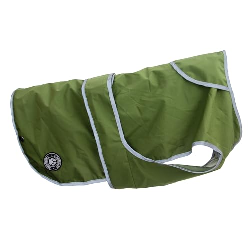 Ancol Stormguard Softshell-Hundemantel in Khaki – wasserdichte Haustier-Regenjacke mit Loch für Geschirr – reflektierende Kanten – Welpenbekleidung – Größe XL von Ancol