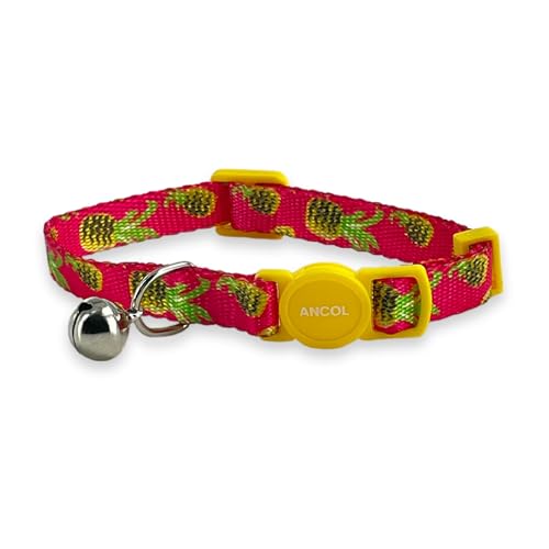 Ancol Verstellbares Katzenhalsband mit Sicherheitsglocke und auseinanderbrechbarer Schnalle, lustiges Sommermotiv, tropisches Ananas-Muster Ancol Verstellbares Katzenhalsband mit Sicherheitsglocke und auseinanderbrechbarer Schnalle, lustiges Sommermotiv, tropisches Ananas-Muster von Ancol