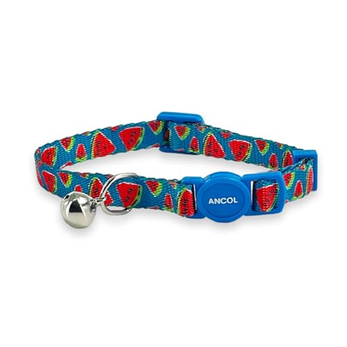 Ancol Verstellbares Katzenhalsband mit Sicherheitsglocke und auseinanderbrechbarer Schnalle, lustiges Sommerwassermelonenmuster Ancol Verstellbares Katzenhalsband mit Sicherheitsglocke und auseinanderbrechbarer Schnalle, lustiges Sommerwassermelonenmuster von Ancol