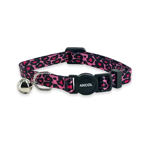 Ancol Verstellbares Katzenhalsband mit Sicherheitsglocke und auseinanderbrechender Schnalle, rosa Leopardenmuster Ancol Verstellbares Katzenhalsband mit Sicherheitsglocke und auseinanderbrechender Schnalle, rosa Leopardenmuster von Ancol