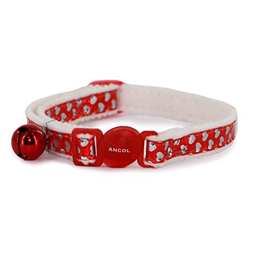Ancol reflektierendes Katzenhalsband, glänzend Herzen, rot/Silber Ancol reflektierendes Katzenhalsband, glänzend Herzen, rot/Silber von Ancol