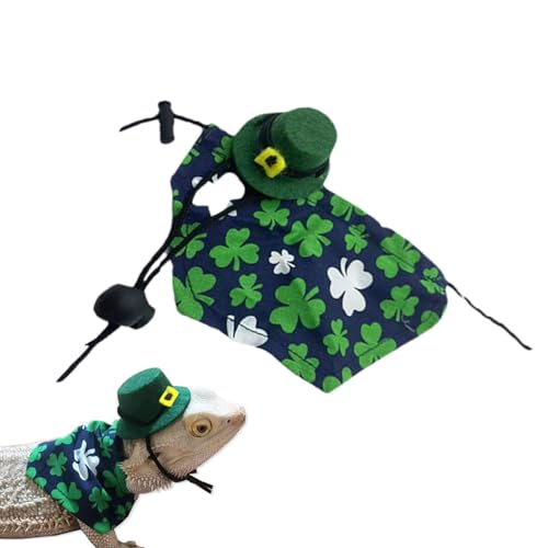 Ancsttu St. Patrick's Day Haustierkostüm – Grünes -Muster, Urlaubstücher und Hut, Kleintieranzug, irisches Festival, Cosplay-Kostüm für , Hamster, Leopard, Gecko von Ancsttu