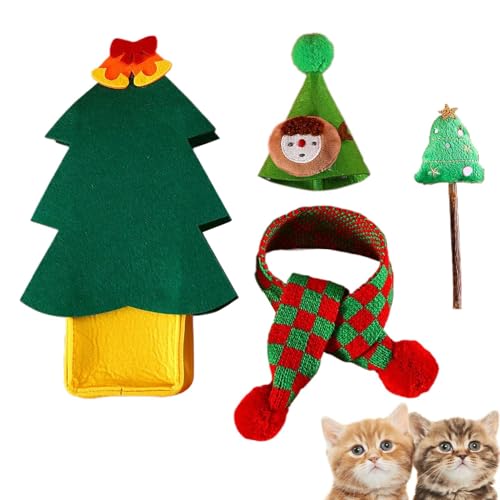 Ancsttu Weihnachtliches Katzenspielzeug, Outfit-Kostüm, Katzenschal, Mütze, Weihnachtskatzenkostüm-Set, Katzen-Weihnachtskostüm, Dekoration für den Innenbereich, für den Urlaub Ancsttu Weihnachtliches Katzenspielzeug, Outfit-Kostüm, Katzenschal, Mütze, Weihnachtskatzenkostüm-Set, Katzen-Weihnachtskostüm, Dekoration für den Innenbereich, für den Urlaub von Ancsttu