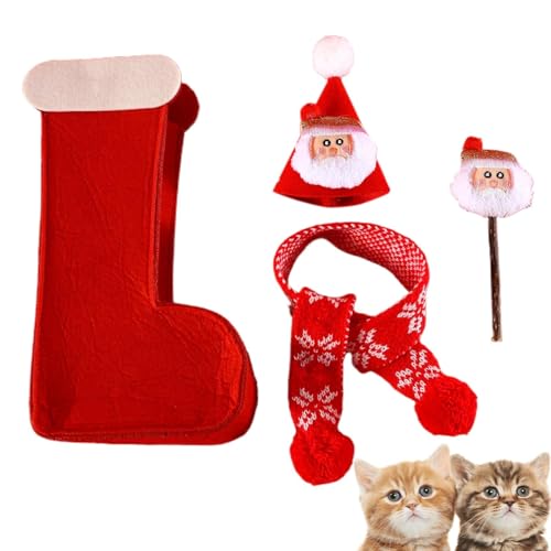 Ancsttu Weihnachtliches Katzenspielzeug – Kostüm-Outfit, Katzen-Weihnachtsmütze und Schal, Weihnachtskatzenkostüm-Set, Katzen-Weihnachtskostüm, Dekoration für den Innenbereich Ancsttu Weihnachtliches Katzenspielzeug – Kostüm-Outfit, Katzen-Weihnachtsmütze und Schal, Weihnachtskatzenkostüm-Set, Katzen-Weihnachtskostüm, Dekoration für den Innenbereich von Ancsttu