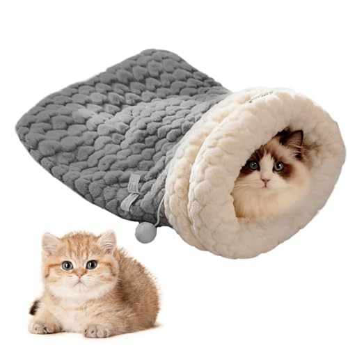 Katzenbett Höhlen Schlafsack, Plüsch Winter Warmer Katzenschlafsack Weiche Warmer Katzenbetthöhle Für Haustiere Katze Hund Kaninchen Kleintiere, M/L von Ancsttu