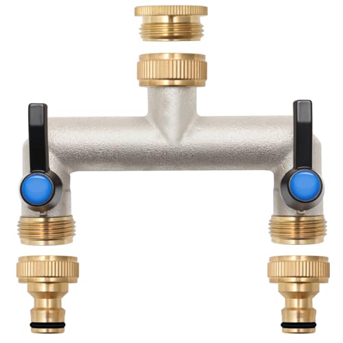 Wasserverteiler 2 Wege, Messing Wasseranschluss Verteiler, Verlängerter Griff 3/4 Zoll Adapter mit 2 Stück 3/4 Zoll auf 1/2 Zoll Hahnanschluss für Haus, Hof/Waschmaschine Wasserverteiler 2 Wege, Messing Wasseranschluss Verteiler, Verlängerter Griff 3/4 Zoll Adapter mit 2 Stück 3/4 Zoll auf 1/2 Zoll Hahnanschluss für Haus, Hof/Waschmaschine von Anderlax