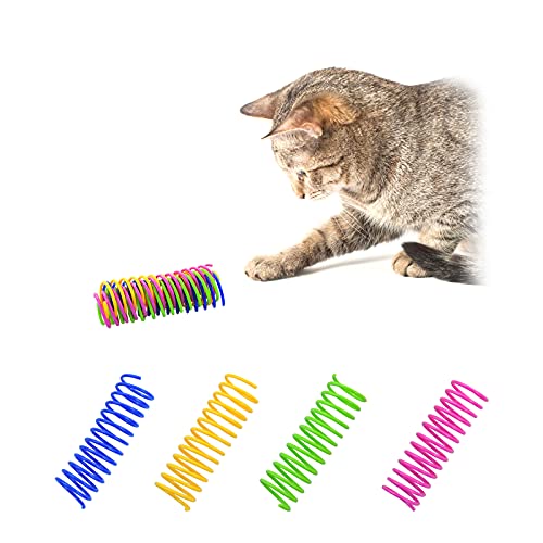 Andiker Katzenspielzeug für Hauskatzen interaktives Katzen Federspielzeug 3,34-Zoll 4 Farben, 12 Stück Schlaufensätzen Leicht, langlebig, hochelastisch Spiralfedern für Katzen (12pcs) von Andiker